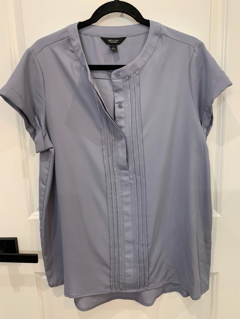 Simply Vera Vera Wang Lavender Short Sleeve Pleated Front Blouse